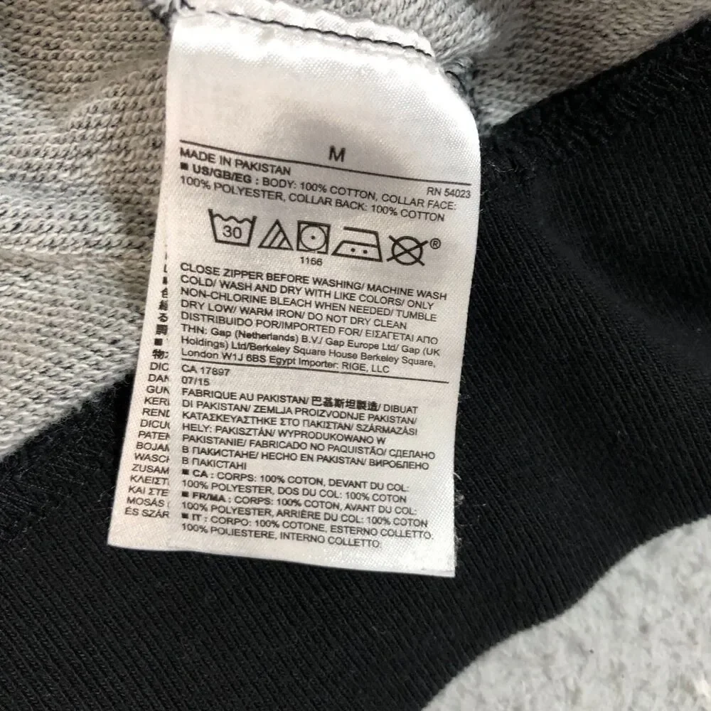Banana Republic Sweater Men Medium Gray Preppy Full Zip Mock Neck Pocket Classic